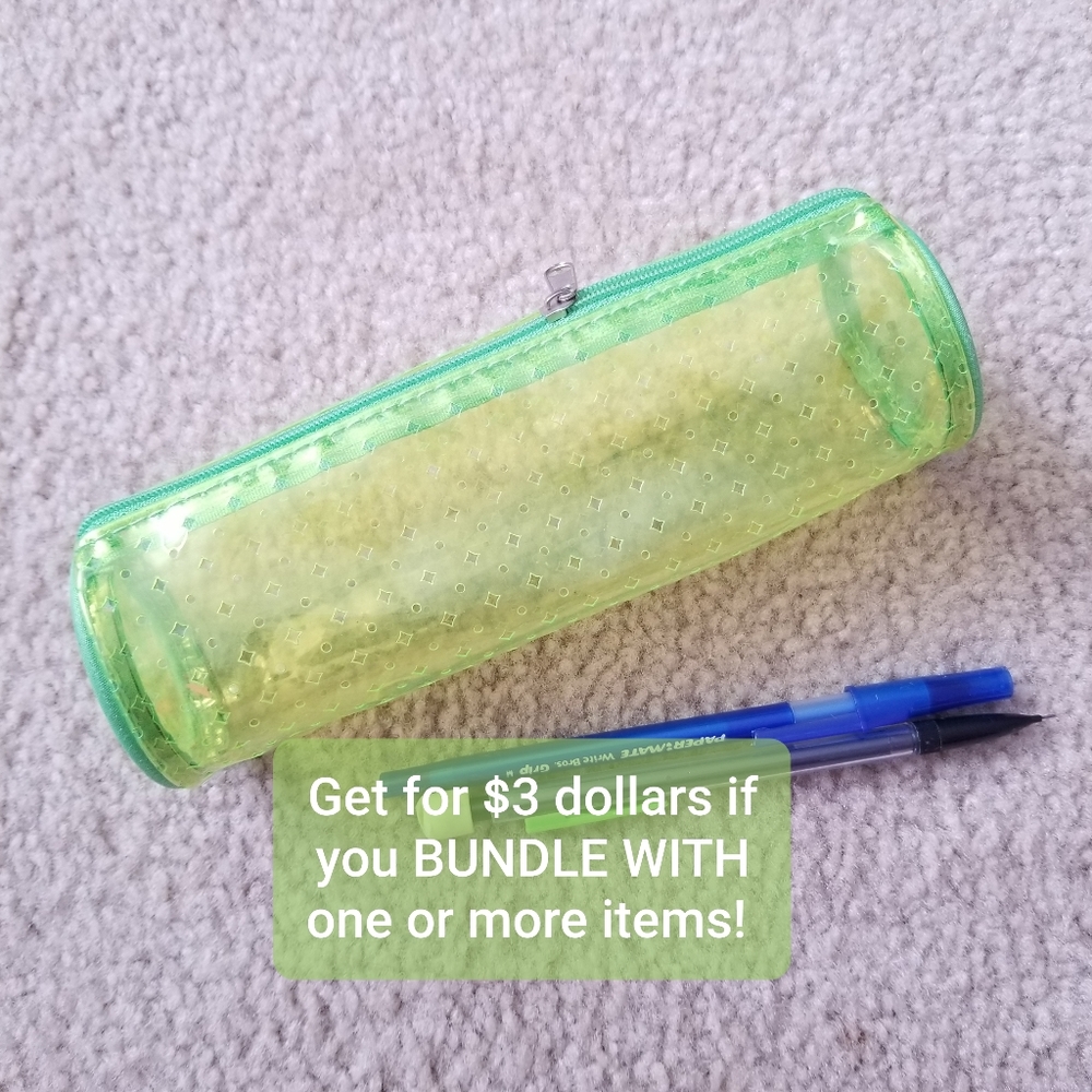 💫 Bundle for $3 Bright Green Transparent Pencil Case Pouch